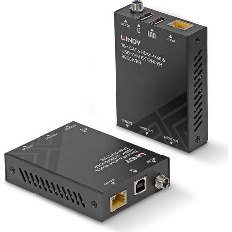 Lindy 39383 KVM Extender HDMI 4K60 cat.6, USB et audio jusqu'à 70 mètres