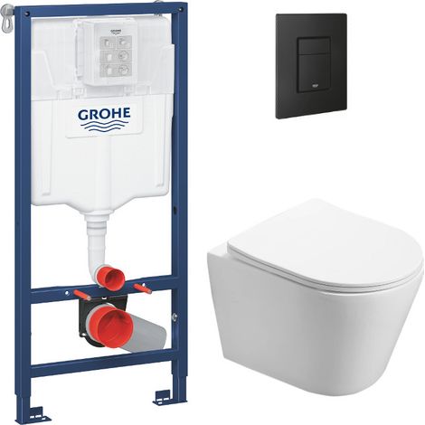 Pack WC Rapid SL + WC Swiss Aqua Technologies Infinitio sans bride + Plaque de commande noir mat (RapidSL-Infinitio-KF0) (1/5)