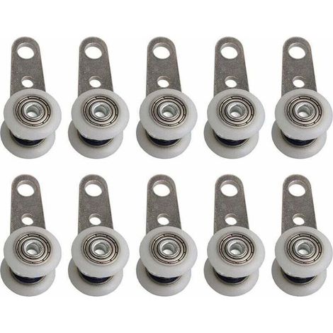 Lot De 10 Roulettes Pour Baies Vitrées Ou Portes Coulissantes - En Métal Et En Plastique - 4,5X 1,9Cm (1/4)