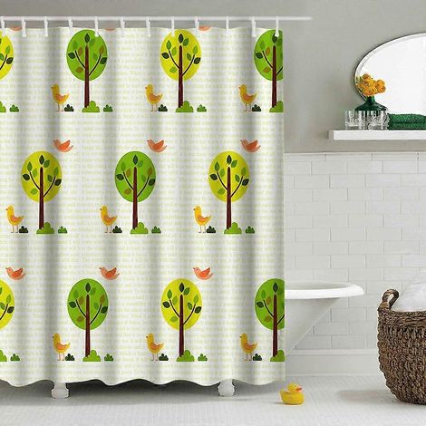 Rideau de douche 180x180 cm, style 14, lavable en machine, en polyester épais, résistant à la moisissure et imperméable. (1/2)
