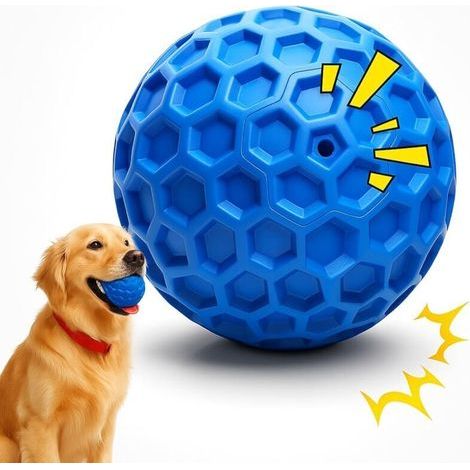 Balle couineuse interactive pour chien, jouets à mâcher indestructibles et durables pour les mâcheurs agressifs pour soulager l'anxiété, l'ennui, les chiots (bleu, taille S-5.5cm) (1/4)