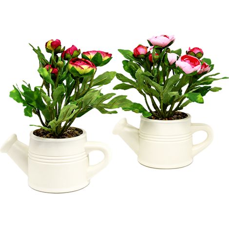 Fiori artificiali in vaso decorativo - annaffiatoio decorativo (1/5)
