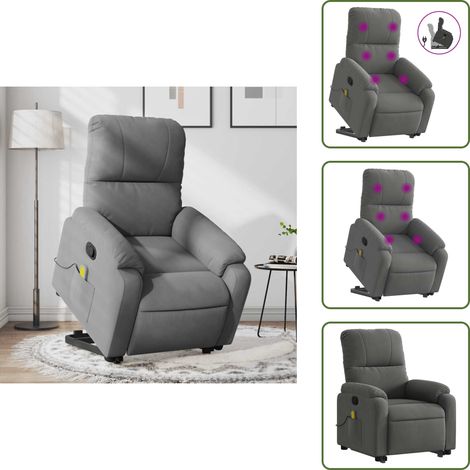 The Living Store Fauteuil inclinable de massage gris foncé tissu microfibre - Fauteuil Inclinable - Fauteuil Massant - Fauteuil Relax - Chaise Ergonomique - Chaise De Relaxation