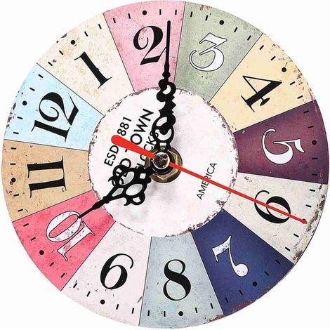 Antique round MDF wall clock, European creative artistic style, decoration for home and office, 1 piece, 5 (1/5)