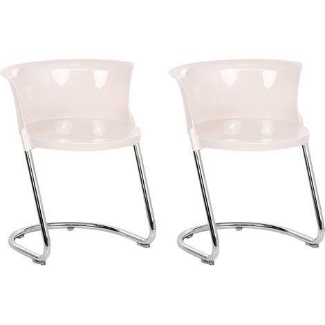 Conjunto de 2 sillas de comedor modernas de material sintético con patas de metal respaldo curvo blanco crema Oshkosh (1/5)