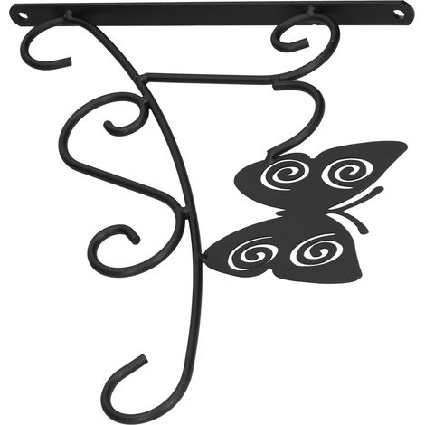 Support mural pour plantes en fer décoratif, stable et robuste, idéal pour suspendre fleurs, mangeoire à oiseaux, lanternes et attrape-soleil papillon. (1/5)