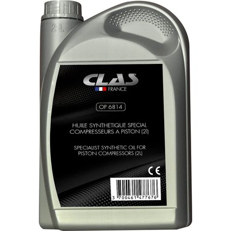 Bidon 2L d'huile synthétique spéciale compresseurs à piston - OP 6814 - CLAS Equipements