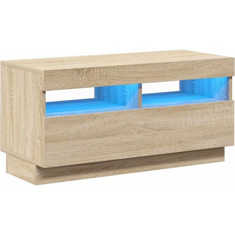 Meuble TV avec lumières LED, Étagère TV, Meuble de Salon, Chêne sonoma 80x35x40 cm OIB6150E (1/5)