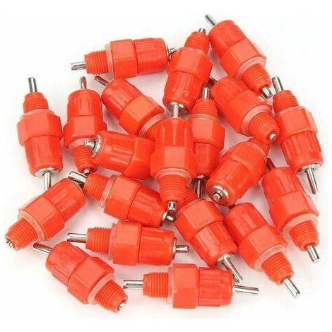 Tetine Abreuvoir Poules 20pcs Tetine Automatique pour Poule Volaille Poulet Canard Distributeur d'eau Le Style Vis à Vis élevage Alimentation du Bétail Abreuver équipement Rouge (1/5)