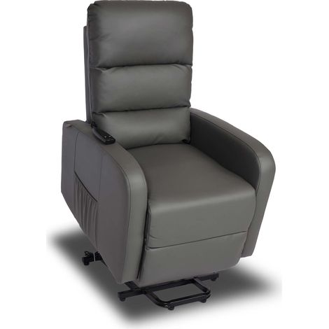 Fauteuil TV fauteuil relax inclinable avec fonction releveur électrique métal et similicuir gris 040010415 (1/5)