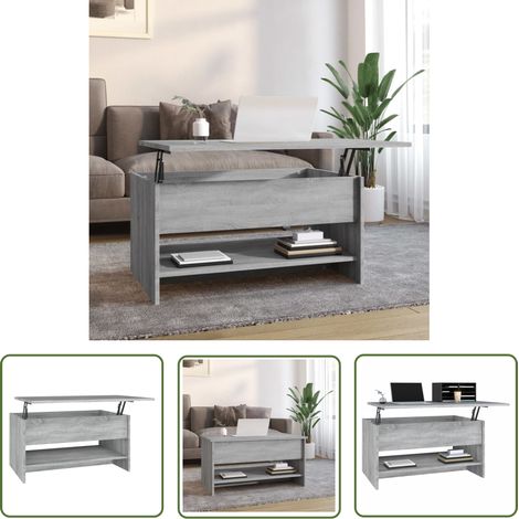 The Living Store Table basse Sonoma gris 80x50x40 cm Bois d'ingénierie - Table Basse - Meuble Salon - Table D'appoint - Design Moderne - Rangement Dissimulé (1/5)