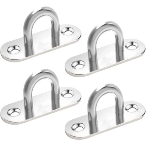 4er-Pack Edelstahl-Ösenblenden, Ösenblendenabdeckungen, Haken aus Metall 304, U-förmige Deckenhaken, Befestigungshaken für Hängesessel, Markisen, Bootszubehör (1/5)