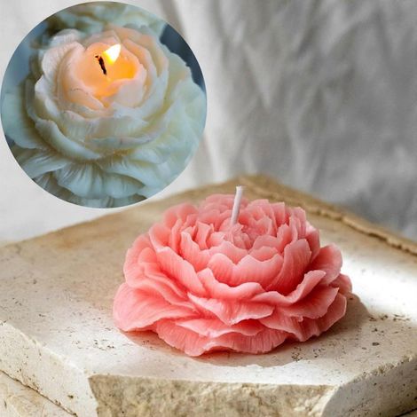 Moule en silicone 3D pivoine pour aromathérapie, fabrication de bougies, loisirs créatifs et pâtisserie, outil à faire soi-même, cadeau (1/4)