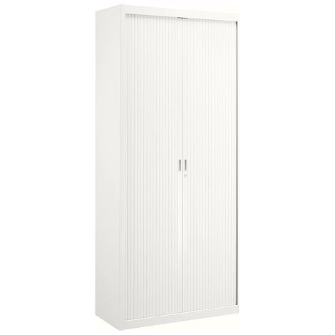 Armoire haute à rideaux démontables 220 x 100 cm - Portes blanches - Maxiburo