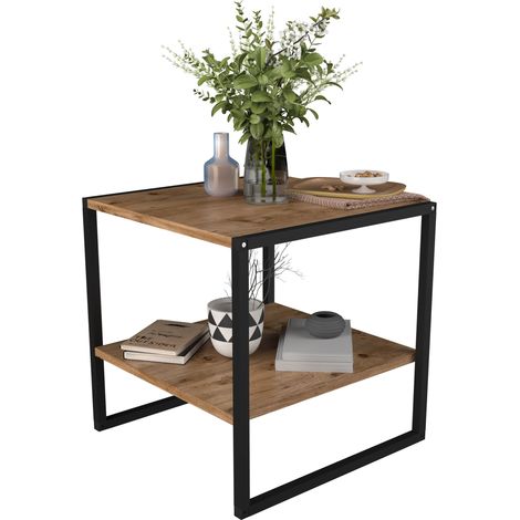Mesa auxiliar de madera VCM  Mesa de centro en estilo industrial simple  Dimensiones aprox. AL. 50 x AN. 50 x P. 50 cm  Mesa de salón  Mesa de centro - Insasi M (roble de miel) (1/2)