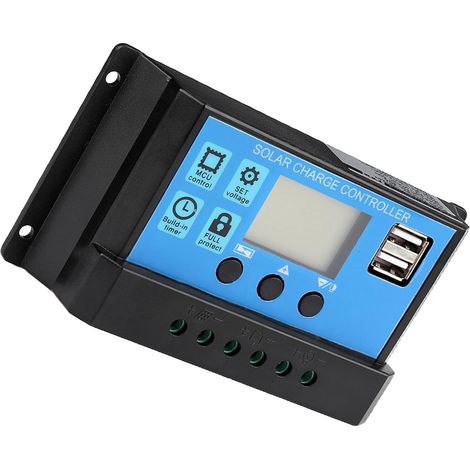 Contrôleur de Charge Solaire 60A 12V/24V, Écran LCD Rétroéclairé, Port USB (1/5)