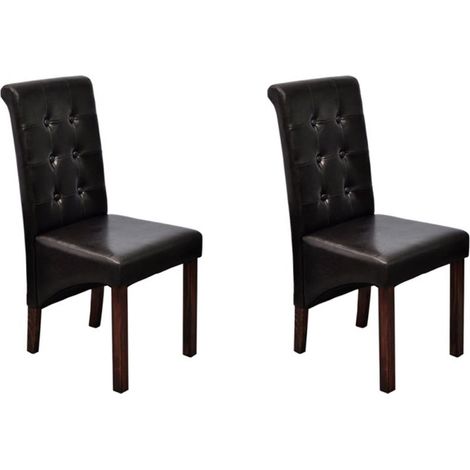Juego de 2 sillas de cocina comedor con respaldo acolchado en sintética marrón CDS020735