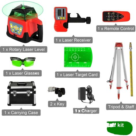 Niveau Laser Rotatif, Auto-Nivelant, Plage de Mesure de 500m, Kit de faisceau vert 1 (1/2)