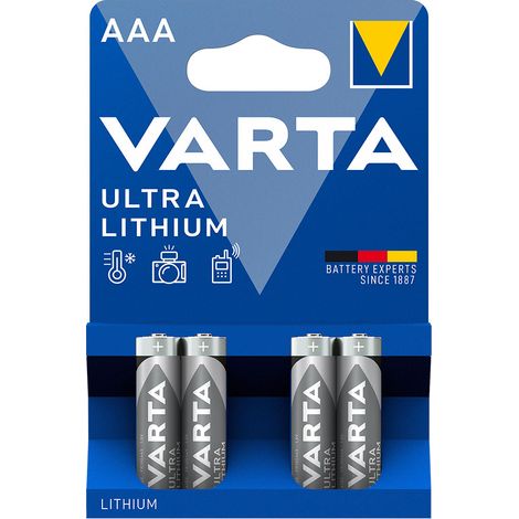 PILA VARTA ULTRA LITHIUM AAA - LR03 (BLISTER 4 unid.) Ø10,5x44,5mm