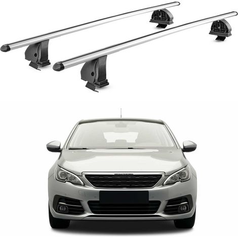 OMAC Barres de toit transversales en aluminium pour Peugeot 308 II HB Break 2013-2021 – TÜV / DIN 75302:2019 – Antivol inclus – Charge max 75 kg – 2 barres – Gris (1/5)