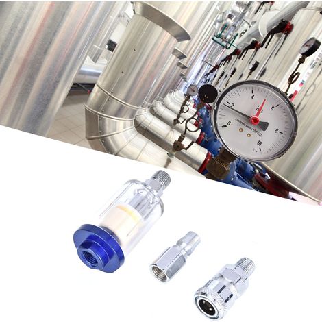 1/4-Zoll-Öl-Wasser-Abscheiderfilter aus Aluminiumlegierung mit 2 Anschlussstücken für Luftkompressoren (1/5)