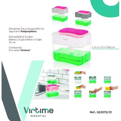 Dispenser Portaspugna Portasapone da Cucina 14 x 11 x 9,5 cm (1/2)