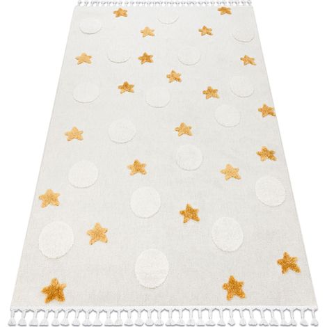 Teppich YOYO GD75 weiß / orange - Sterne, Kreise für Kinder, strukturell, sensorische Fransen beige 120x170 cm