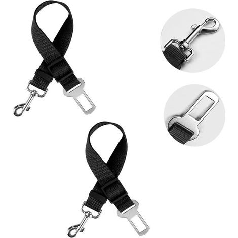 Ceinture Chien Voiture, Harnais Voiture Chien Voiture Universel, Ceinture de Sécurité Chien Indéchirable Durable Réglable 50-90cm pour Tous Les Chiens et Chats, Nylon Noir (1/5)
