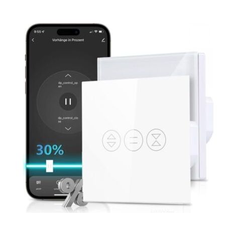Interrupteur Volet Roulant WiFi, Volet Roulant Stores Commutateur WiFi Compatible avec Alexa et Google Home, Interrupteur WiFi Tactile, Timer et Partager【Un Fil Neutre Requis】2PCS
