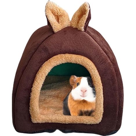 Cama mullida beige para gatos (48×40cm),Nido con forma de tienda de campaña y casita con pompón,ultrasuave y cálida para gatos y perros pequeños (1/2)