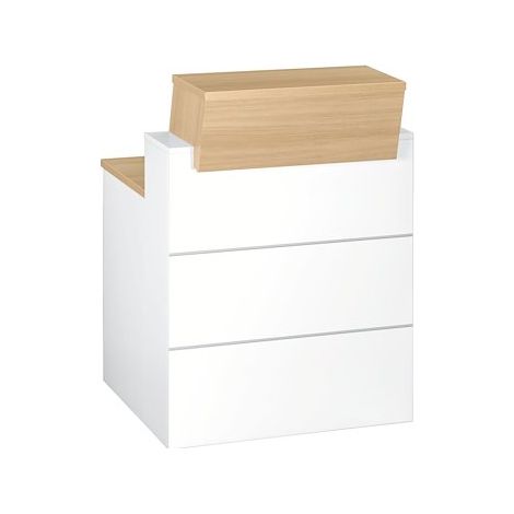 Banc d'accueil haute droite L 80 x H 110 cm – Chêne clair – Plateau avec passe-câble – Niche réglable en 3 positions – Gautier