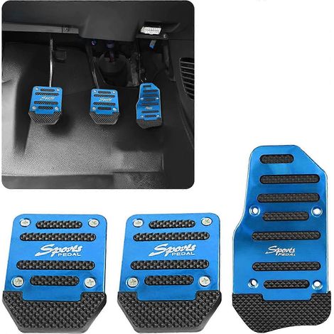 Set de 3 plaques de pédale antidérapantes en aluminium, couvre-pédales auto manuel sport, repose-pieds accélérateur, frein et embrayage pour voiture. (1/5)