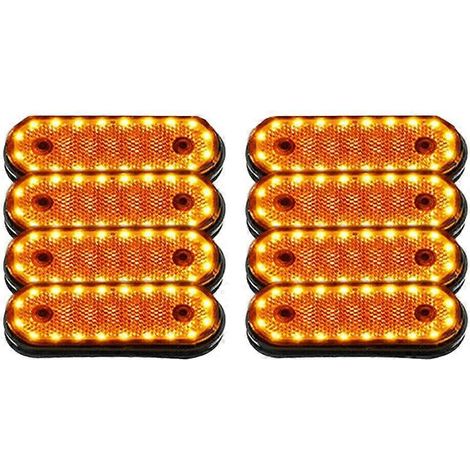 Set mit 8 bernsteinfarbenen 20-LED-24V-Seitenmarkierungsleuchten für Lieferwagen und Pickups. (1/5)