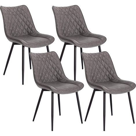 WOLTU Lot de 4 Chaises de salle à manger en Similicuir - 46x40, 5x85, 5cm - Pieds en métal - Charge max 100 kg - Gris Foncé
