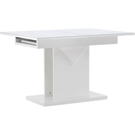 Table à Manger Extensible "Pluto" 120-160cm Blanc (1/5)