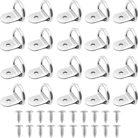 20 Pièces Anneaux D'Arrimage à Anneau en D, Traction Anneaux Arrimage, Anneau d'Arrimage, pour Remorques, Voitures, Camions, Kayaks, Outils Électriques, Arrimage de Charge 36x25mm-nickelé (1/5)