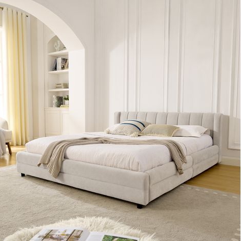 letto letto matrimoniale 160x200 con cassetti beige OKMYHOME