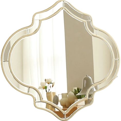 Miroir mural, design décoratif, forme irrégulière, Or, 62x62cm (1/2)