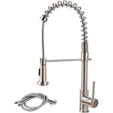 3/8" Küchenarmatur, 360° drehbar, hoher Bogen, Dusche, mit 2 Strahlarten, Edelstahl 304, mit Wasserleitung