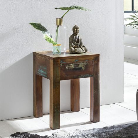 Mango Massivholz Nachtkästchen mit Schublade B/H/T ca. 40/55/40cm (1/5)