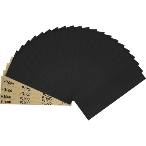 25 pièces Papier de Verre, 1000 Grain Papier Abrasif 9x3,6 pouces Papier Poncage Sec Humide Double Usage pour Bois, Carrosserie, Pierre, Peinture, Métal (1/5)