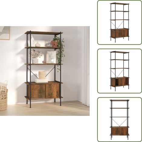 Regal mit 5 Böden und Schrank 80x40x163 cm Stahl Holzwerkstoff - Bücherregal - Regal Mit Schubladen - Stehregal - Raumteiler - Schreibtischorganisation (1/5)