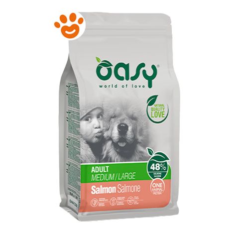 Oasy Dog Adult Medium/Large Monoproteico Salmone - Oasy Dog Adult Medium/Large Monoproteico Salmone - Sacco Da 12 Kg (1/5)