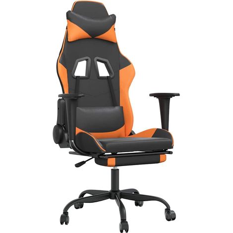 Maison Exclusive - Sedia da Gaming con Poggiapiedi Nero e Arancione in Similpelle (1/5)