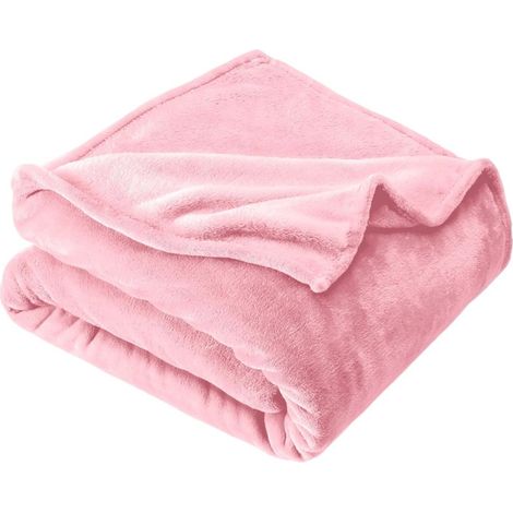 Couverture de canapé douce et moelleuse (1 pièce) - Couverture de canapé douce, chaude et légère pour canapé/lit/fauteuil, couverture en flanelle polaire, 45 x 65 cm, rose (1/5)