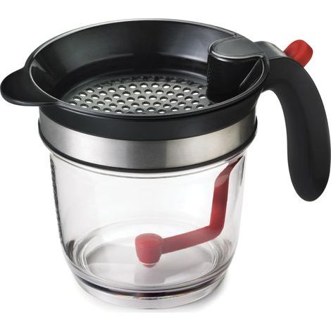 Séparateur à Graisse Acier Inoxydable Noir/Rouge/Transparent 28 x 28 x 18 cm