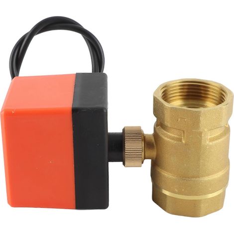 Vanne à bille motorisée en laiton, 2 voies, 3 fils, 12-24 V CC, DN32 G1-1/4". (1/4)