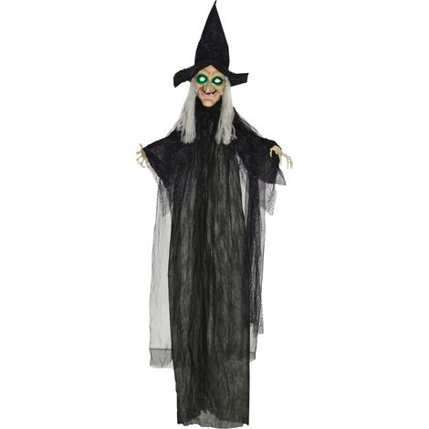 HOMCOM Hanging Witch Prop Life Size with Light Up Eyes, Talking Sound (1/5)