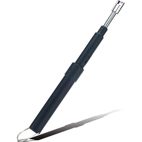 Briquet électrique, Briquet Long Rétractable (29-75cm), Briquets Port D'allumage Peut être Tourné à 360 °, Briquets Adaptés pour Allumer des Bougies, des Barbecues, des Cheminées (Noir) (1/5)