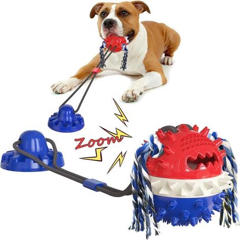 Juguete para perros con ventosa - Juguete interactivo - Para tirar y morder - Estabilidad mejorada de la ventosa - Azul (1/5)